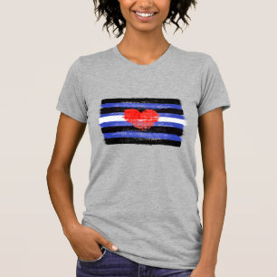 MÅLAD LÄDER-STOLTHETSFANA OCH -SYMBOL T SHIRT