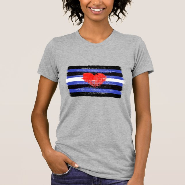 MÅLAD LÄDER-STOLTHETSFANA OCH -SYMBOL T SHIRT (Framsida)