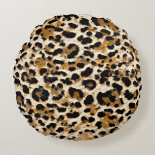 Målad Leopard Rund Kudde