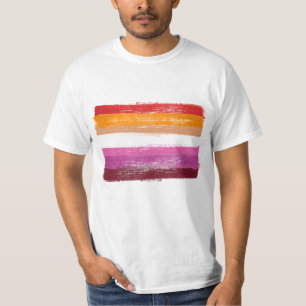 MÅLAD LESBISK PRIDEREGNFÄRG SOLNEDGÅNGSRANDIGA T SHIRT