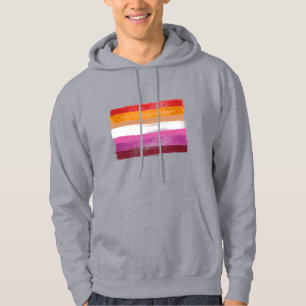 MÅLAD LESBISK STOLTHETSFANA SOLNEDGÅNGSSTRIMMOR HOODIE