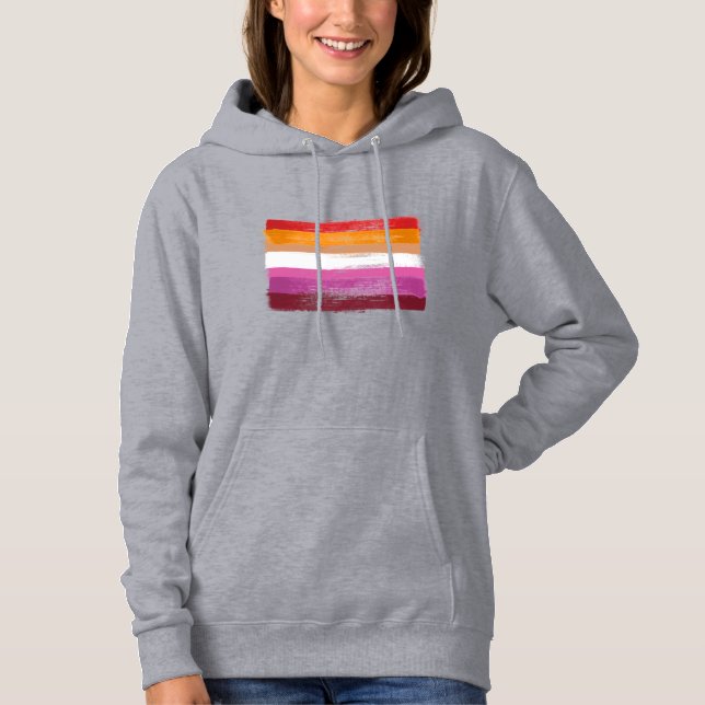 MÅLAD LESBISK STOLTHETSFANA SOLNEDGÅNGSSTRIMMOR T SHIRT (Framsida)