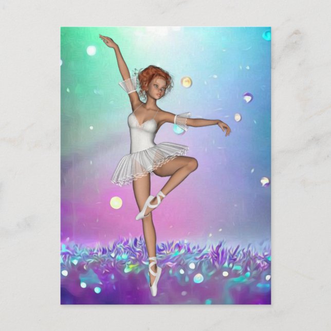 Målad Lila Gass Background & Ballerina Vykort (Framsida)