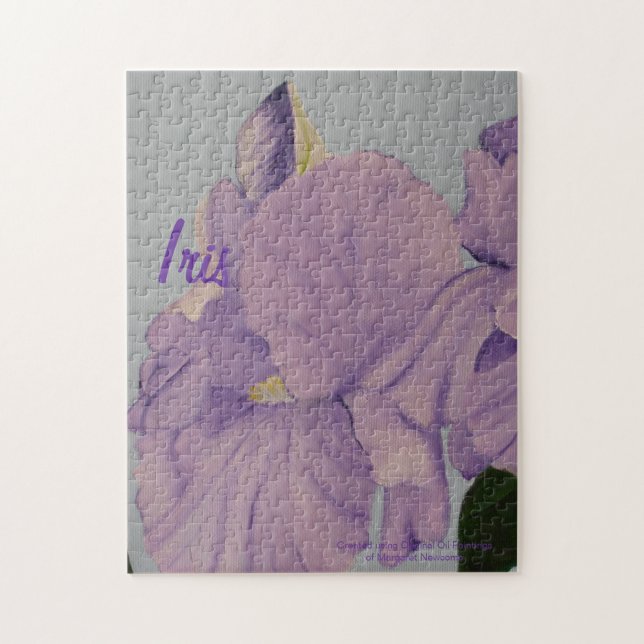 Målad Lila Irises Jigszle Puzzle Pussel (Vertikal)