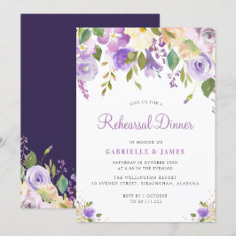 Målad lila och persikofärgad blommigt Rehearsal mi Inbjudningar