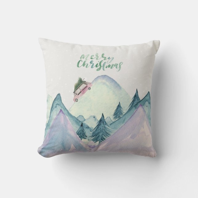 Målad MerryjulbergsscenThrow Pillow Kudde (Framsida)