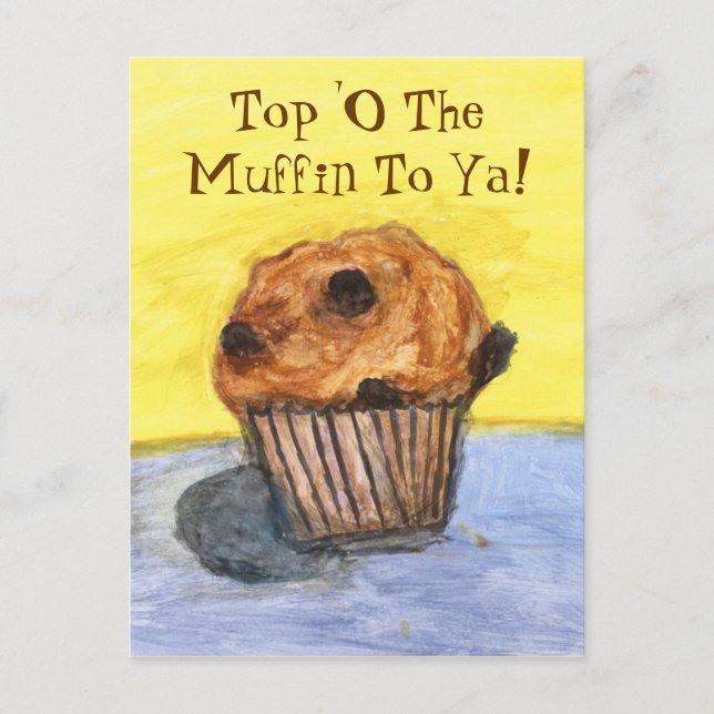 Målad muffins med chokladflarn vykort (Framsida)
