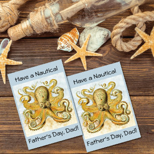 Målad Nautisk Octopus Kraken Squid Fars dag Kort