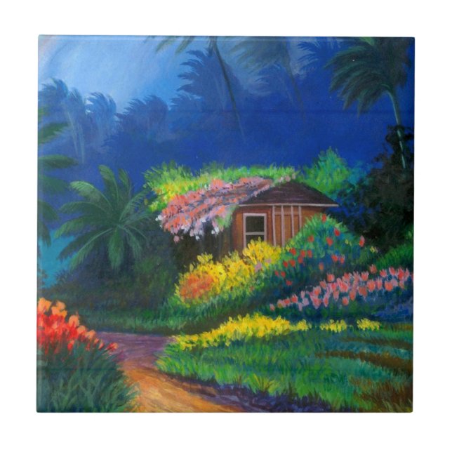 Målad ö-shackel tile kakelplatta (Framsidan)