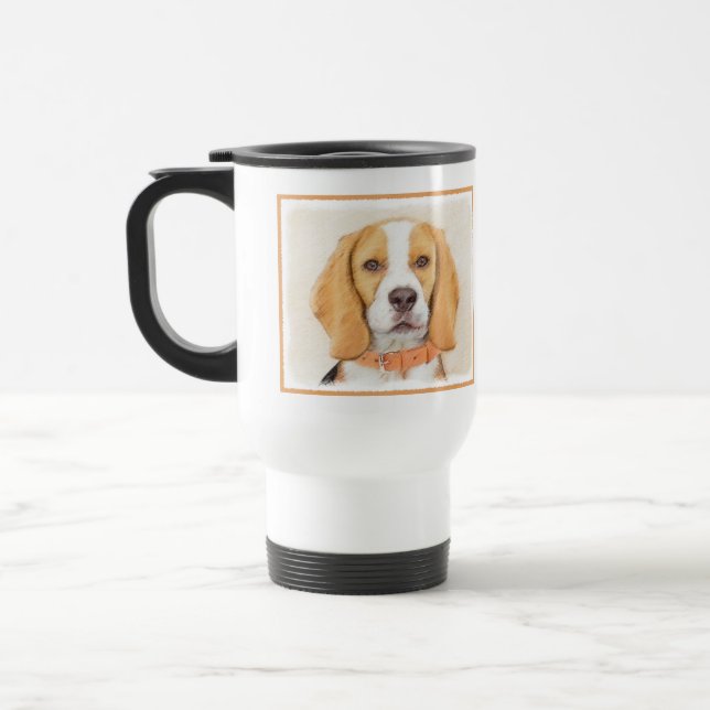 Målad originalkonst av Beaglehund - Djurkonst Resemugg (Vänster)
