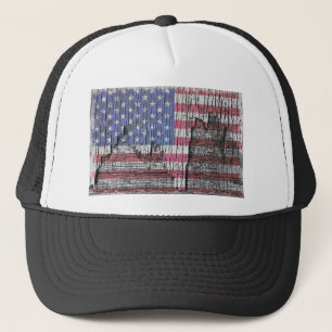 Målad patriotisk amerikanska flaggan för ladugå truckerkeps