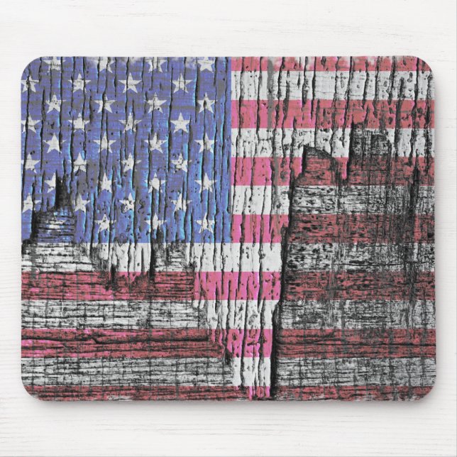Målad patriotisk amerikanska flaggan för ladugård musmatta (Framsidan)