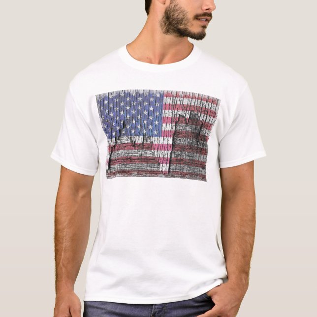 Målad patriotisk amerikanska flaggan för ladugård t-shirt (Framsida)