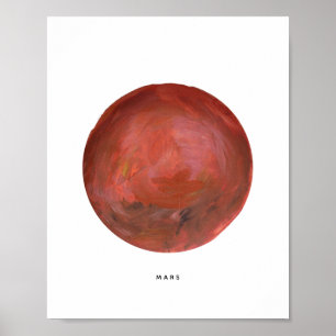 Målad planet Mars konsttryck Poster