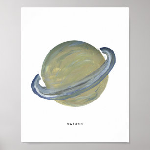 Målad planet Saturn konsttryck Poster