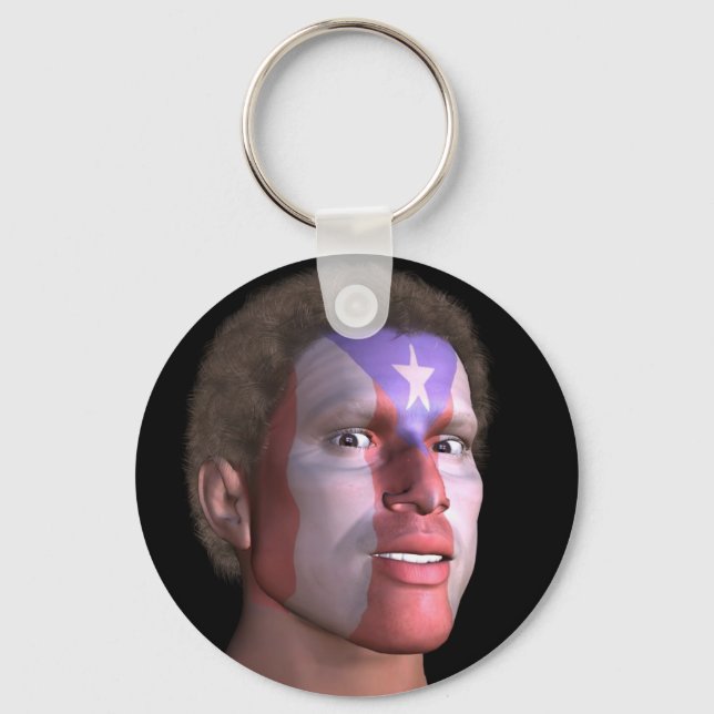 Målad PR Flagga Keychain Nyckelring (Framsida)