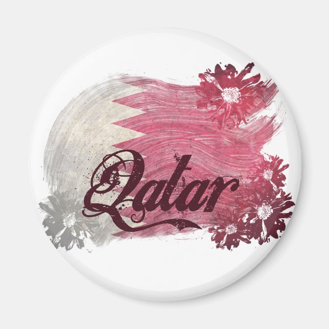 Målad Qatar-Flagga Magnet (Framsidan)