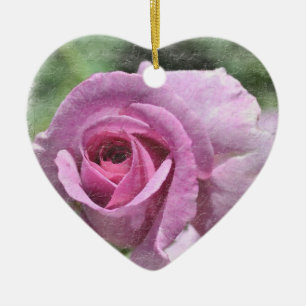 Målad rosa hjärtaprydnad julgransprydnad keramik