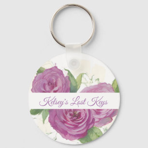 Målad rosa, mauve ro på grädde som kan anpassas nyckelring