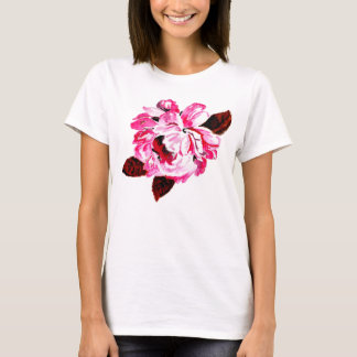 Målad rosa ros t shirt