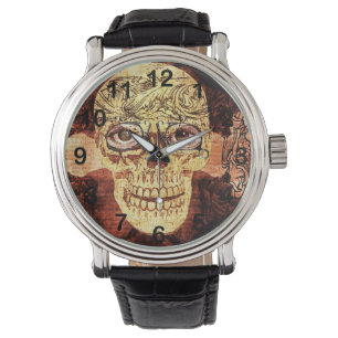 målad shugar skalle - steampunk armbandsur