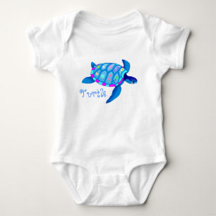 Målad sköldpaddaspädbarncrawlsimmare t shirt