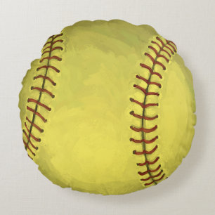Målad softball Art Rund Kudde