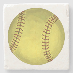 Målad softball Art Underlägg Sten