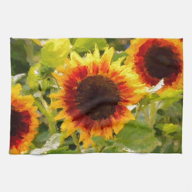 Målad Sunflower. Kökshandduk (Horisontell)