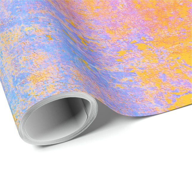 målad textur i solnedgångsfärger presentpapper (Rullad Hörn)