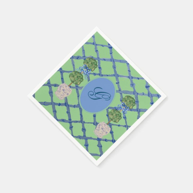 Målad Topiary Chinoiserie Ginger Krukor Kruka  Pappersservett (Hörn)