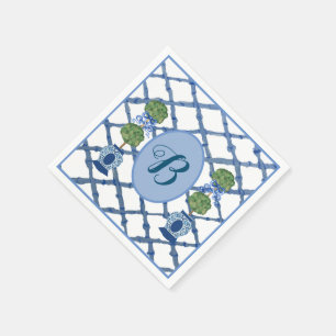 Målad Topiary Chinoiserie Ingefärakrukor Kruka Pappersservett