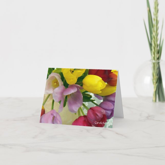 "Målad tulpanbukett ", Kort (Framsida)
