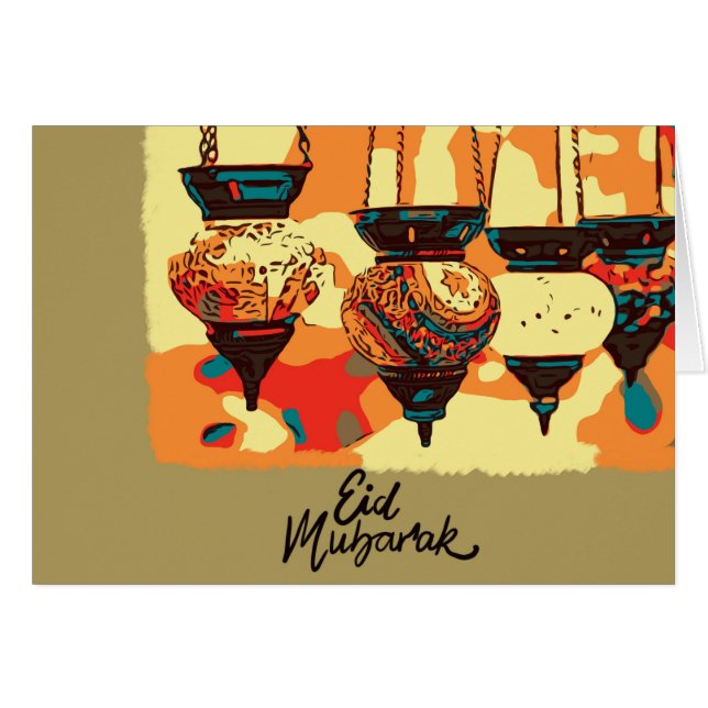 Målad turkisk lykta hälsningskort (Framsidan Horizontal)