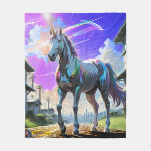 Målad Unicorn Fleecefilt