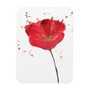 Målad vattenfärgvallmoblomma 2 magnet