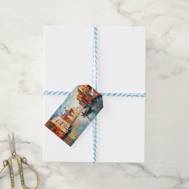 Målad Venedig, Italien Presentetikett (With Twine)