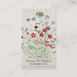 Målad vintage för Catchflyblommabuketten skrivar Visitkort