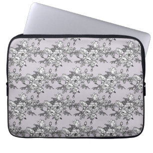 Målad Vit ros på pulverRosa Laptop Fodral