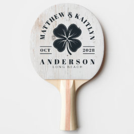Målad vit träd Irish Lucky Clover WeddingCrest Pingisracket