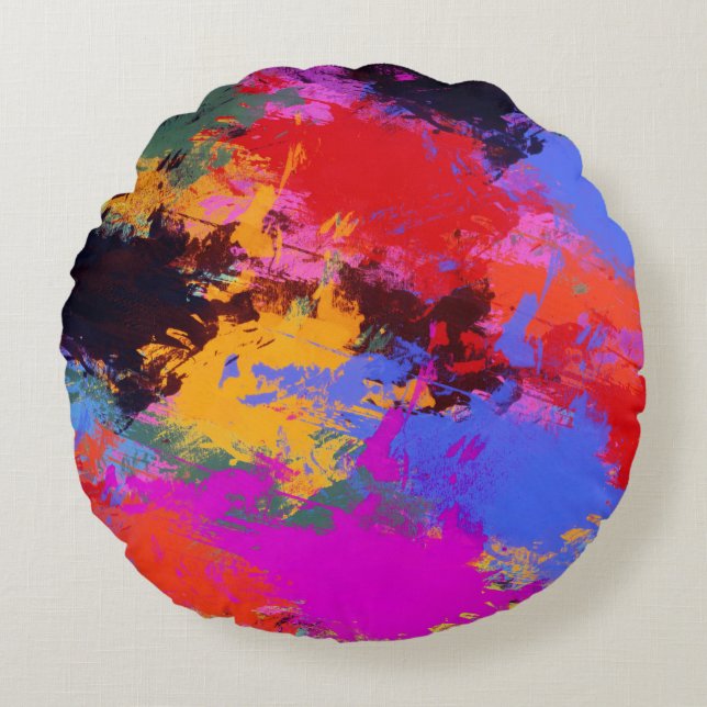 Målad Zebra Rund Kudde (Framsidan)