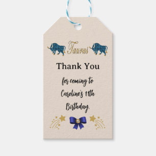Målad Zodiac Sign Guld Glitter Taurus Birthday Presentetikett