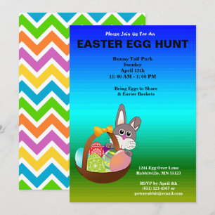 Målade ägg & Bunny Påskägg Hunt Inbjudningar
