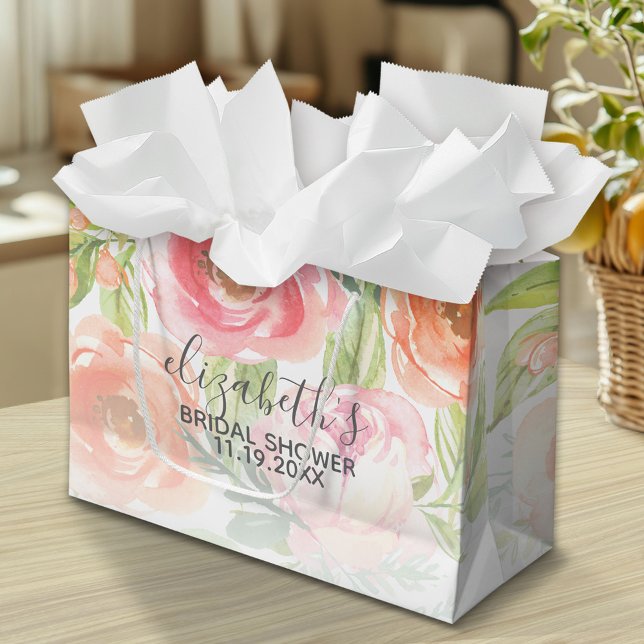 Målade akvarellblommor Bröllopsdusch (Custom Gift Bag)