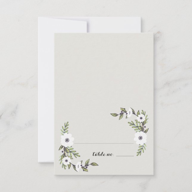 Målade Anemoner Bord Placeringskort (Framsida)