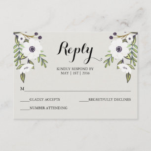 Målade anemoner - Bröllop OSA Card Kort