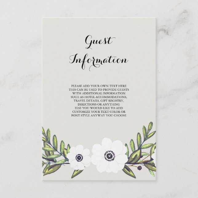 Målade anemoner - informationskort tilläggskort (Framsida)