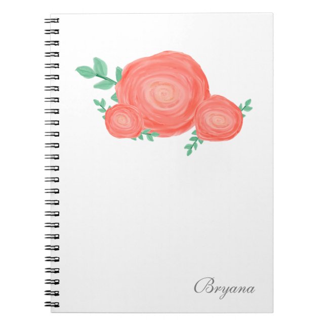 Målade apelsinblommor blommor anteckningsbok journ (Framsidan)