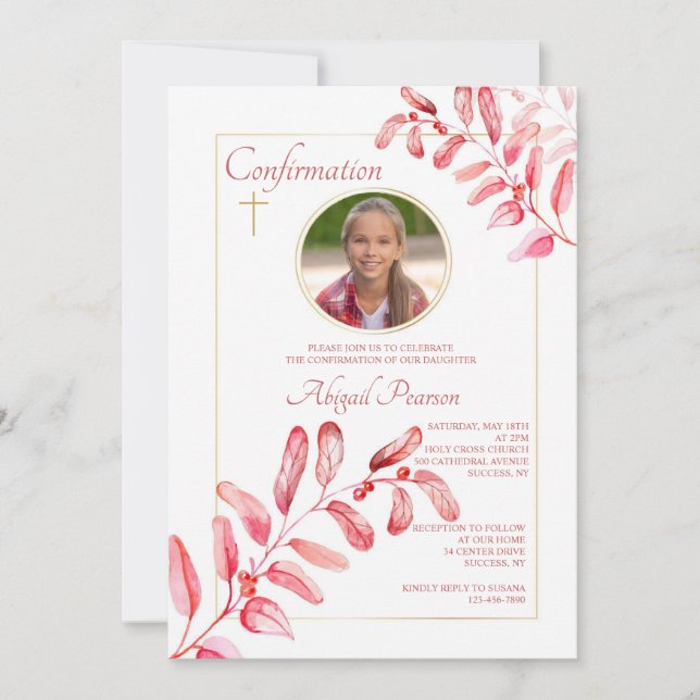 Målade blad Fotoinbjudan Inbjudningar (Framsida)