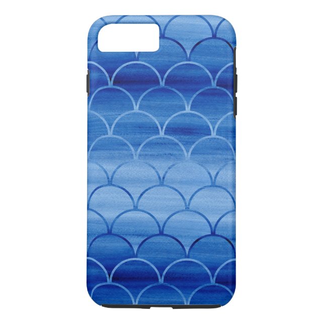 Målade blåttvattenfärgfjäll Case-Mate iPhone skal (Baksida)